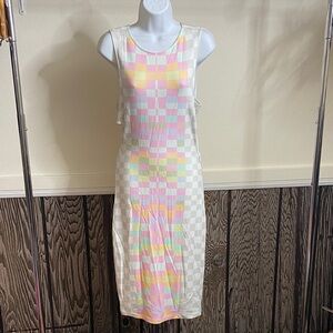Mara Hoffman Pastel Checkered Midi Dress